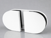 Fixed Bracket - Round 180 Degree Glass to Glass - Matt White